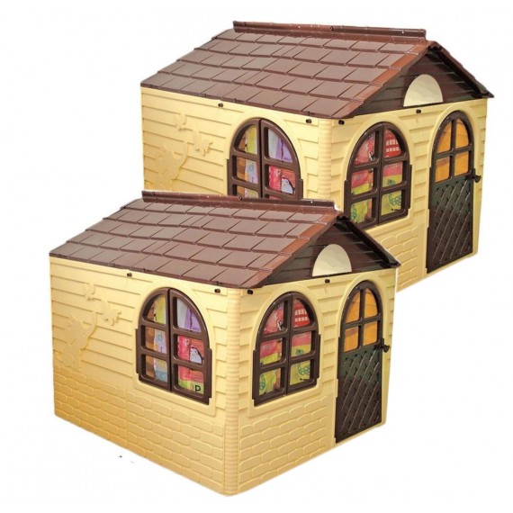 COIL Domek ogrodowy z okiennicami brązowy dla dzieci