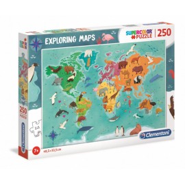 Clementoni Puzzle 250 elementów EXPLORING MAPS Animals in the World