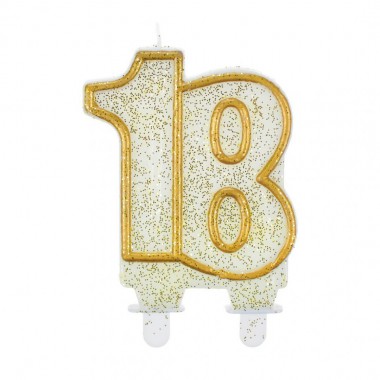 Świeczka liczba 18 urodziny złoty kontur
