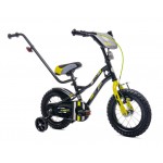 SUNBABY Rowerek dla chłopca 12 cali Tiger Bike z pchaczem czarno - żołto - szary