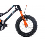 SUNBABY Rowerek dla chłopca 12 cali Tiger Bike z pchaczem czarno - pomarańczow - turkusowy