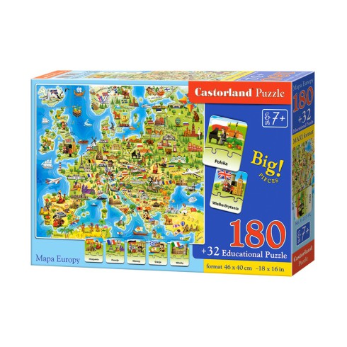 Castor Puzzle 180 elementów Mapa Europy Castor Puzzle 180 elementów Mapa Europy