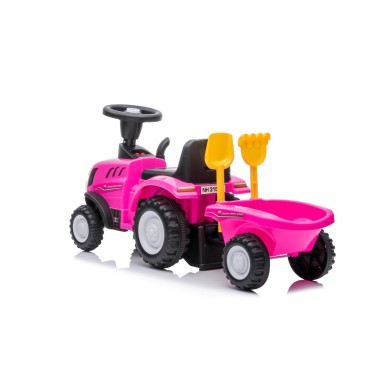 COIL Jeździk pchacz chodzik traktor New Holland z przyczepką dla dzieci różowy