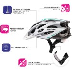 KASK ROWEROWY METEOR MV29 DRIZZLE L 58-61 CM BIAŁY/SZARY/MIĘTOWY KASK ROWEROWY METEOR MV29 DRIZZLE L 58-61 CM BIAŁY/SZARY/MIĘTOWY