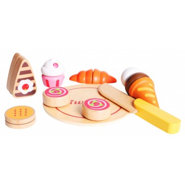 Iwood Drewniane jedzenie Ciasto Babeczki Lody