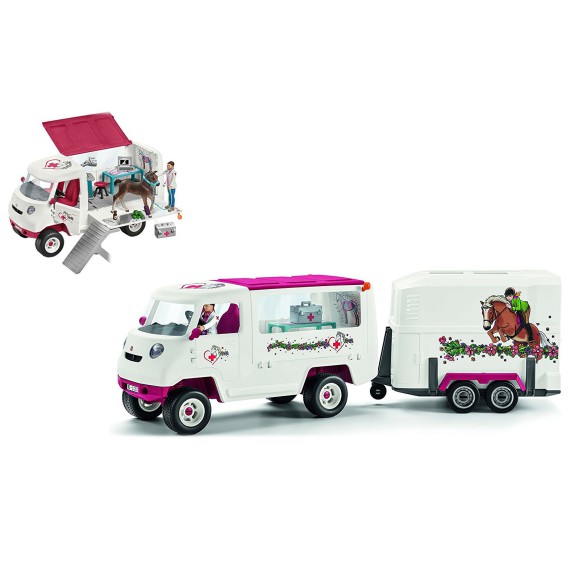 SCHLEICH MOBILNA LECZNICA DLA ZWIERZĄT ZE ŹREBIĘCIEM RASY HANOWERSKIEJ 42370