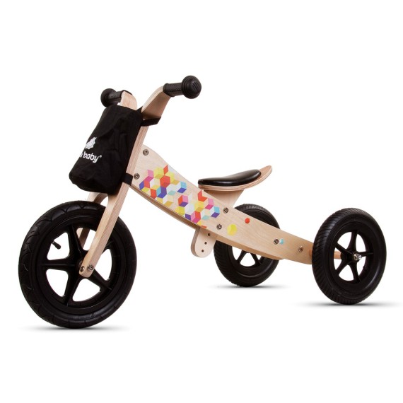 Sunbaby Rowerek biegowy drewniany 2w1 Twist Cubic Black Edition