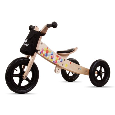 Sunbaby Rowerek biegowy drewniany 2w1 Twist Cubic Black Edition