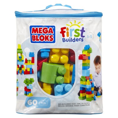 MEGA BLOKS Klocki 60 el. torba niebieska