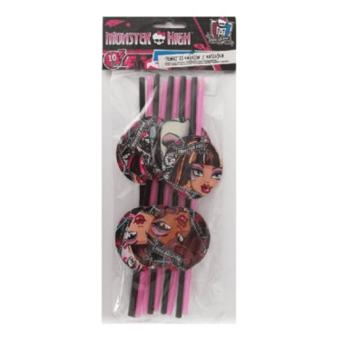 Słomki medalion Monster High 21 cm. 10 szt.