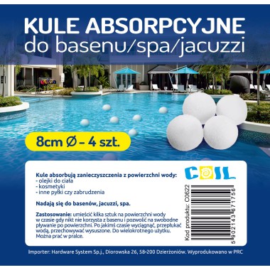 COIL Kule filtracyjne absorpcyjne do spa jacuzzi basenu 8cm (zestaw 4 sztuk)