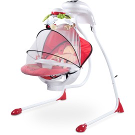 CARETERO BUGIES CZERWONA HUŚTAWKA ELEKTRYCZNA + LAMPKA LED