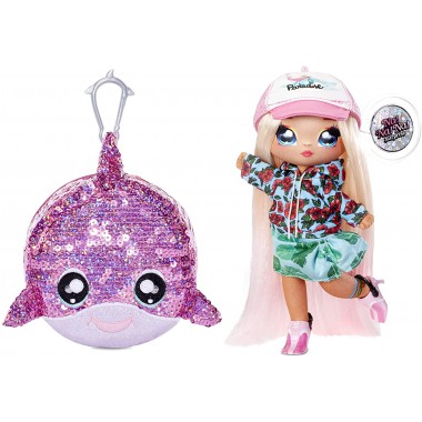 Lalka Krysta Splash i Delfin w balonie z konfetti Seria Cekinowa