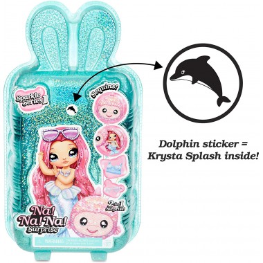 Lalka Krysta Splash i Delfin w balonie z konfetti Seria Cekinowa