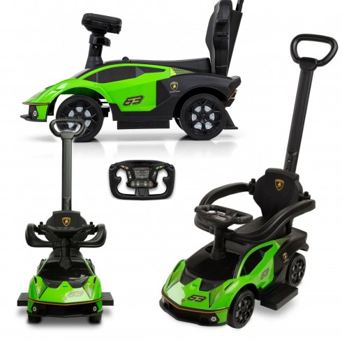 COIL Jeździk pchacz chodzik 3W1 Lamborghini Essenza V12 zielony COIL Jeździk pchacz chodzik 3W1 Lamborghini Essenza V12 zielony