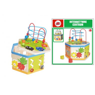 Brimarex Interaktywne Centrum Drewniana Kostka Edukacyjna 7w1