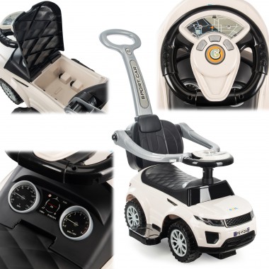 COIL Jeździk pchacz chodzi 3w1 autko dla dzieci duży samochód auto klakson muzyka biały