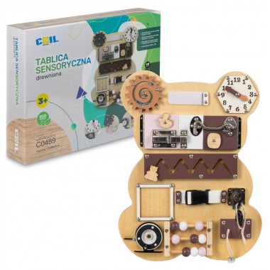 COIL Tablica Manipulacyjna Montessori Drewniana Miś