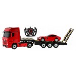 COIL Zdalnie sterowany samochód auto RC pilot duży zestaw 2 auta Mercedes Actros z lawetą 1:24 RTR czerwony COIL Zdalnie sterowany samochód auto RC pilot duży zestaw 2 auta Mercedes Actros z lawetą 1:24 RTR czerwony