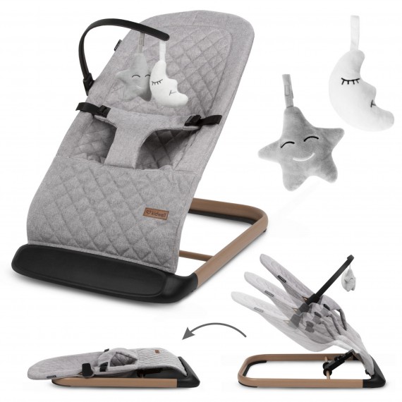 LEŻACZEK BUJACZEK LARO KIDWELL FULL GREY WOODEN LEKKI SKŁADANY