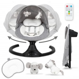 BUJACZEK LEŻACZEK ELEKTRYCZNY 2W1 KIDWELL LUXI Z MOSKITIERĄ I BLUETOOTH MELANGE/BLACK