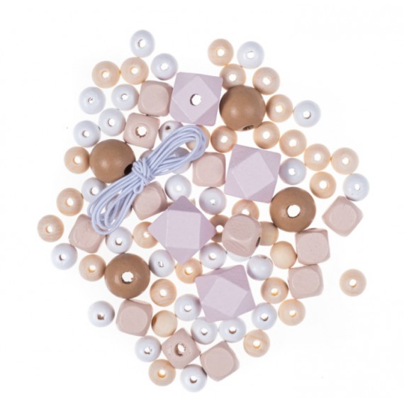 CRAFT DREWNIANE KORALIKI KOLOROWE NUDE 80 SZT
