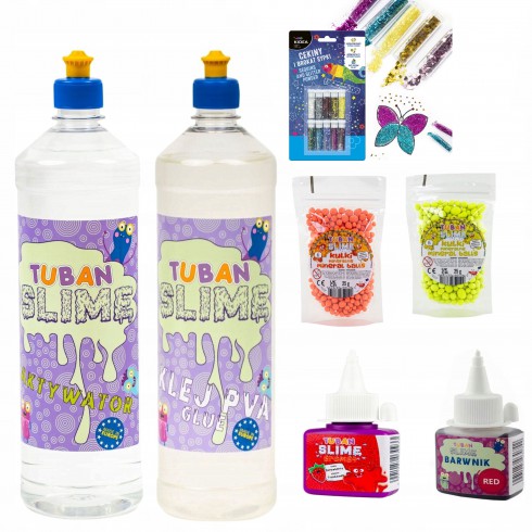 TUBAN MEGA ZESTAW SLIME DO ROBIENIA SLIMÓW AROMAT BARWNIK 13W1
