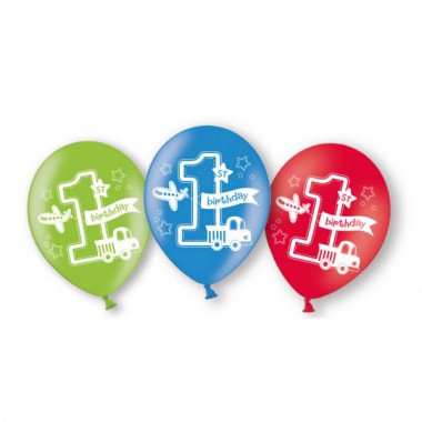 BALONY LATEKSOWE ALL ABOARD DLA CHŁOPCA URODZINY. 6 szt