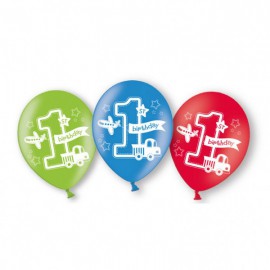 BALONY LATEKSOWE ALL ABOARD DLA CHŁOPCA URODZINY. 6 szt