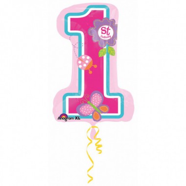 BALON FOLIOWY SUPER SHAPE XL DZIEWCZYNKA PIERWSZE URODZINY