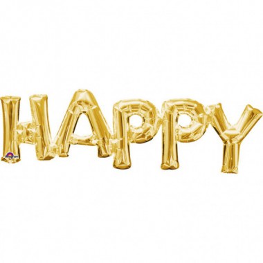 Balon foliowy złoty napis Happy