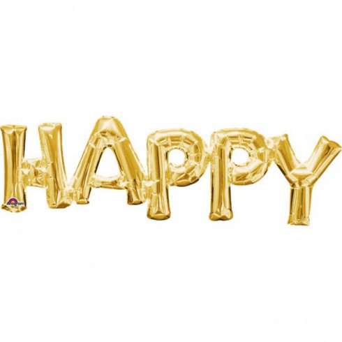 Balon foliowy złoty napis Happy