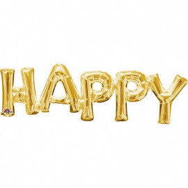 Balon foliowy złoty napis Happy
