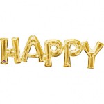 Balon foliowy złoty napis Happy