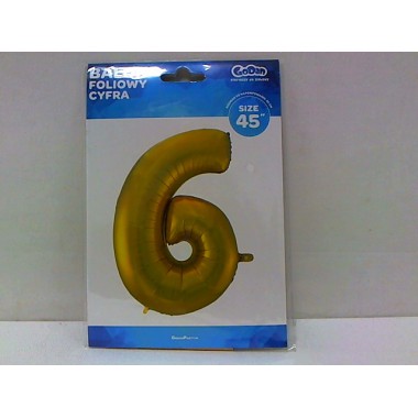 GODAN Balon foliowy cyfra 6 złoty 92 cm