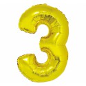 GODAN Balon foliowy cyfra 3 złoty 92 cm