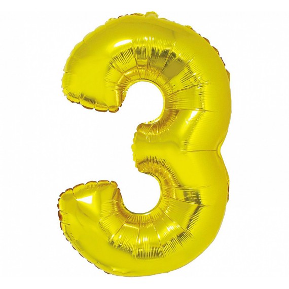 GODAN Balon foliowy cyfra 3 złoty 92 cm