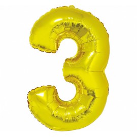 GODAN Balon foliowy cyfra 3 złoty 92 cm