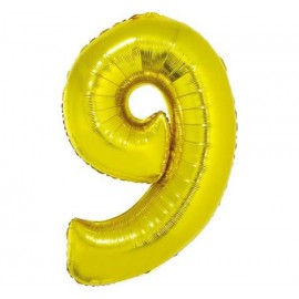 GODAN Balon foliowy cyfra 9 złoty 92 cm