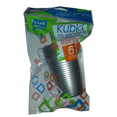 Kubki do napojów zimnych srebrne 200ml RAINBOW