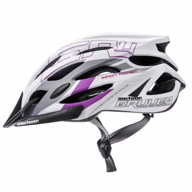 KASK ROWEROWY METEOR GRUVER S 52-56 CM BIAŁY/SZARY/BAKŁAŻAN