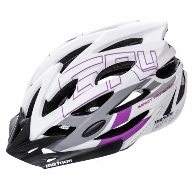 KASK ROWEROWY METEOR GRUVER L 58-61 CM BIAŁY/SZARY/BAKŁAŻAN