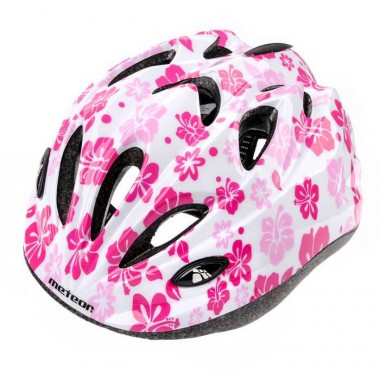 KASK ROWEROWY DZIECIĘCY METEOR HB6-5 M 52-56 CM PINK FLOWERS