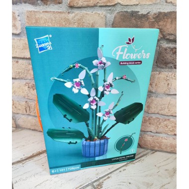 COIL Klocki konstrukcyjne zestaw kwiaty kwiat orchidea w doniczce 728 el.