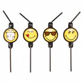 SŁOMKI URODZINOWE DO NAPOJÓW Z OZDOBĄ SMILEY EMOTICONS UŚMIECHY  8 szt