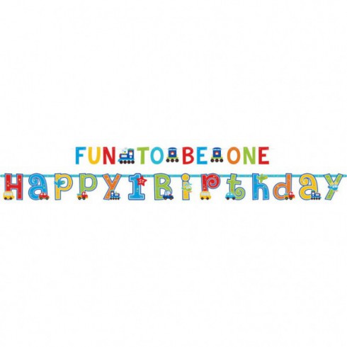 BANER URODZINOWY DLA CHŁOPCA PARTY HAPPY BIRTHDAY ALL ABOARD