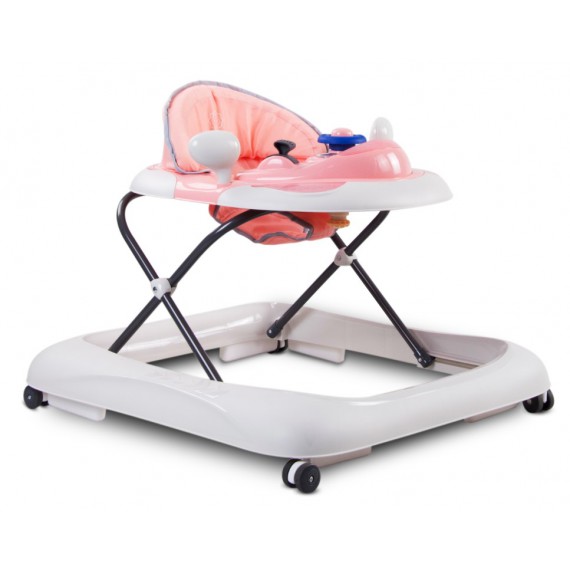 Sunbaby Chodzik z kierownicą - różowo szary