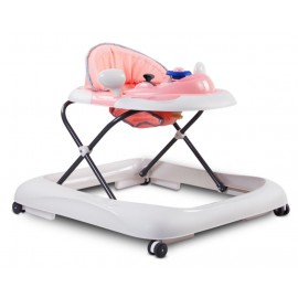 Sunbaby Chodzik z kierownicą - różowo szary