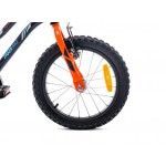 SUNBABY Rowerek dla chłopca 16 cali Tiger Bike z pchaczem czarno - pomarańczow - turkusowy