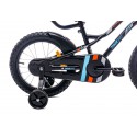 SUNBABY Rowerek dla chłopca 16 cali Tiger Bike z pchaczem czarno - pomarańczow - turkusowy